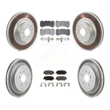 Front Rear Coated Disc Brake Rotors And Semi-Metallic Pads Kit For Cadillac CTS KGS-102583