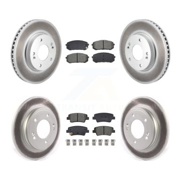 Front Rear Coated Disc Brake Rotors And Semi-Metallic Pads Kit For Hyundai Elantra KGS-102587