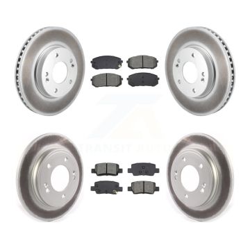 Front Rear Coated Disc Brake Rotors And Semi-Metallic Pads Kit For Hyundai Elantra KGS-102588