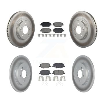 Front Rear Coated Disc Brake Rotor & Semi-Metallic Pad Kit For 2019-2020 Hyundai Santa Fe KGS-102596