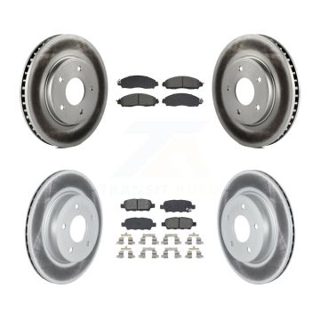 Front Rear Coated Disc Brake Rotors And Semi-Metallic Pads Kit For 2018 Nissan LEAF S KGS-102599