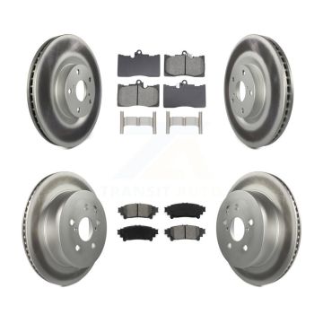 Front Rear Coat Brake Rotor Semi-Metallic Pad Kit (6Pc) For 14-15 Lexus IS350 C F Sport KGS-102760