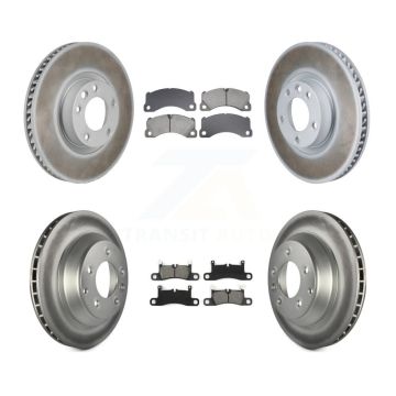Front Rear Coated Brake Rotors Semi-Metallic Pad Kit (6Pc) For Volkswagen Touareg Porsche KGS-102761