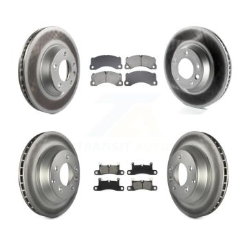 Front Rear Coated Disc Brake Rotors And Semi-Metallic Pads Kit (6Pc) For Porsche Cayenne KGS-102762
