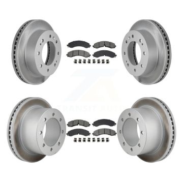 Front Rear Coated Disc Brake Rotor Semi-Metallic Pad Kit For GMC Sierra 3500 HD Chevrolet KGS-102773