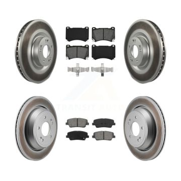 Front Rear Coated Disc Brake Rotors And Semi-Metallic Pads Kit For 2011 Hyundai Equus KGS-102779