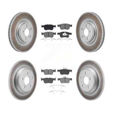 Front Rear Coated Disc Brake Rotors And Semi-Metallic Pad Kit For 2022-2023 Ford Maverick KGS-102794