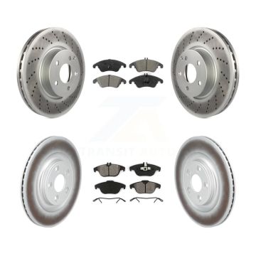Front Rear Coated Disc Brake Rotors And Semi-Metallic Pads Kit For Mercedes-Benz E400 KGS-102799