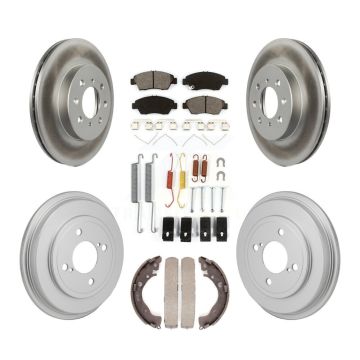 Front Rear Coated Disc Brake Rotors Semi-Metallic Pads And Drum Kit (7Pc) For Honda Fit KGS-102875