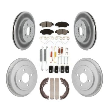 Front Rear Coat Disc Brake Rotor Semi-Metallic Pad Drum Kit (7Pc) For 2015-2020 Honda Fit KGS-102876