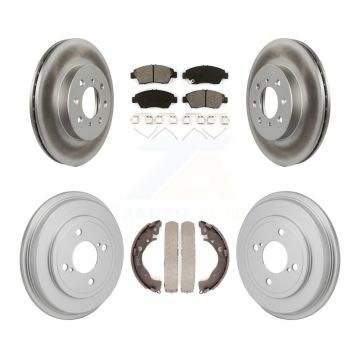 Front Rear Coated Disc Brake Rotors Semi-Metallic Pads And Drum Kit For 2013 Honda Fit DX KGS-102881