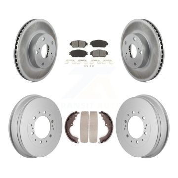 Front Rear Coated Disc Brake Rotors Semi-Metallic Pad Drum Kit For 2015 Toyota Tacoma 4WD KGS-102884