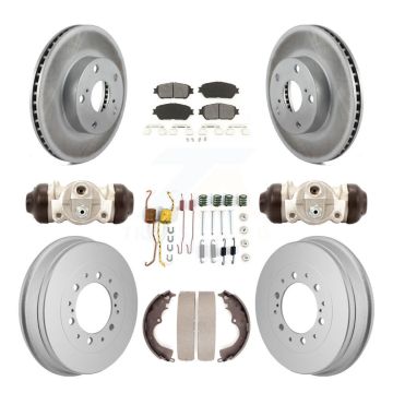 Front Rear Coated Brake Rotor Semi-Metallic Pad Drum Kit (9Pc) For 2015 Toyota Tacoma 4WD KGS-102892