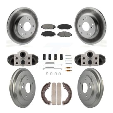 Front Rear Coated Disc Brake Rotors Semi-Metallic Pads And Drum Kit (9Pc) For Honda Civic KGS-102893