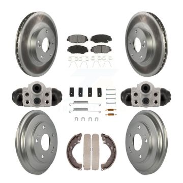 Front Rear Coated Disc Brake Rotors Semi-Metallic Pads And Drum Kit (9Pc) For Honda Civic KGS-102894