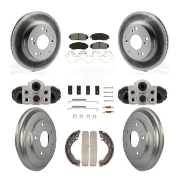 Front Rear Coated Disc Brake Rotors Semi-Metallic Pads And Drum Kit (9Pc) For Honda Civic KGS-102895