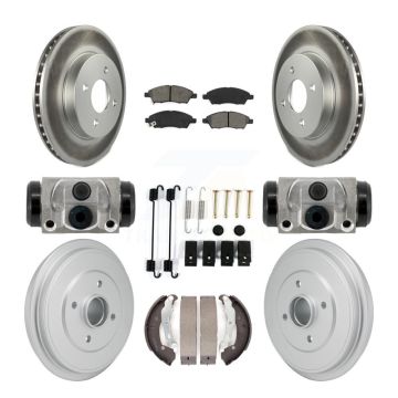 Front Rear Coat Brake Rotors Semi-Metallic Pad Drum Kit (9Pc) For Nissan Versa Note Micra KGS-102896