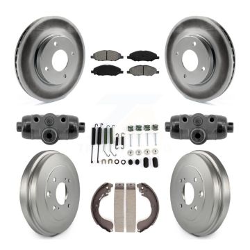 Front Rear Coat Brake Rotor Semi-Metallic Pad Drum Kit (9Pc) For Nissan Versa 4-Wheel ABS KGS-102897