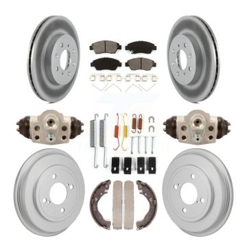 Front Rear Coat Disc Brake Rotor Semi-Metallic Pad Drum Kit (9Pc) For 2015-2019 Honda Fit KGS-102902