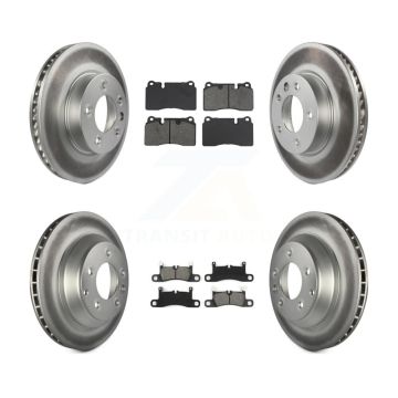 Front Rear Coated Disc Brake Rotor And Semi-Metallic Pad Kit (6Pc) For Volkswagen Touareg KGS-102907