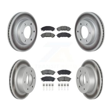 Front Rear Coated Disc Brake Rotors And Semi-Metallic Pads Kit For 2019-2023 Ford Ranger KGS-102913