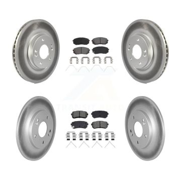 Front Rear Coated Disc Brake Rotors And Semi-Metallic Pad Kit For Hyundai Kona Kia Seltos KGS-102918