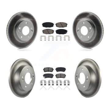 Front Rear Coated Disc Brake Rotors And Semi-Metallic Pad Kit For Hyundai Kona Kia Seltos KGS-102920
