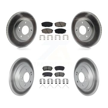 Front Rear Coated Brake Rotor & Semi-Metallic Pad Kit For 2022 Hyundai Kona FWD with 1.6L KGS-102921