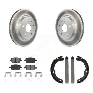 Rear Disc Coated Rotors Semi-Metallic Pads & Parking Brake Shoes Kit For Chevrolet Camaro KGS-102939