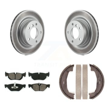 Rear Disc Coated Rotors Semi-Metallic Pads Parking Brake Shoes Kit For BMW 323i 328i 325i KGS-102944
