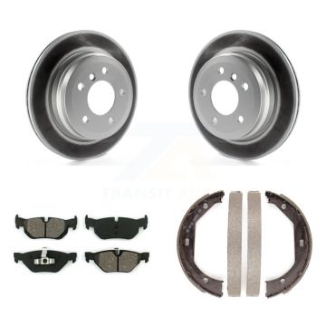 Rear Disc Coated Rotors Semi-Metallic Pads Parking Shoes Kit For BMW 328i xDrive X1 328xi KGS-102947
