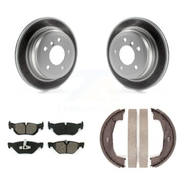 Rear Disc Coated Rotors Semi-Metallic Pads Parking Shoes Kit For BMW 328i Wagon with 3.0L KGS-102948