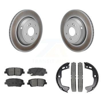 Rear Disc Coated Rotors Semi-Metallic Pads & Parking Shoes Kit For 18-20 Genesis G80 3.3L KGS-102955