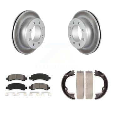 Rear Disc Coated Rotors Semi-Metallic Pads And Parking Shoes Kit For GMC Chevrolet Savana KGS-102960