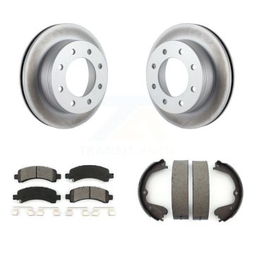Rear Disc Coated Rotors Semi-Metallic Pads & Parking Brake Shoes Kit For GMC Savana 3500 KGS-102964