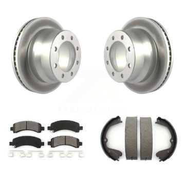 Rear Disc Coated Rotors Semi-Metallic Pads & Parking Shoes Kit For Chevrolet Express 4500 KGS-102967