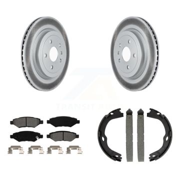 Rear Disc Coated Rotors Semi-Metallic Pads And Parking Brake Shoes Kit For Cadillac CTS KGS-102972