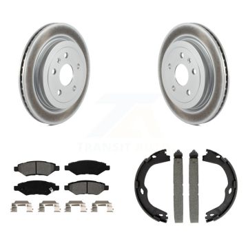 Rear Disc Coated Rotors Semi-Metallic Pads And Parking Brake Shoes Kit For Cadillac CTS KGS-102973
