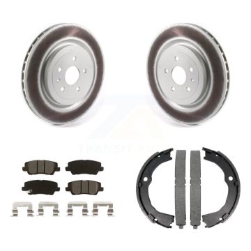 Rear Disc Coated Rotors Semi-Metallic Pads And Parking Brake Shoes Kit For Cadillac CTS KGS-102974