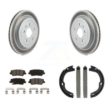 Rear Disc Coated Rotors Semi-Metallic Pads And Parking Brake Shoes Kit For Cadillac CTS KGS-102975