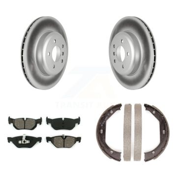 Rear Disc Coated Rotors Semi-Metallic Pads & Parking Brake Shoes Kit For BMW 328i xDrive KGS-102982