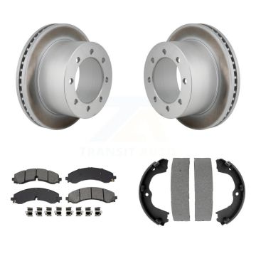 Rear Disc Coated Rotors Semi-Metallic Pads Parking Brake Shoes Kit For GMC Sierra 3500 HD KGS-102986
