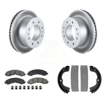 Rear Disc Coated Rotors Semi-Metallic Pads Parking Shoes Kit For GMC Chevrolet Sierra HD KGS-102987