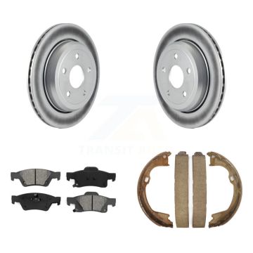 Rear Disc Coated Rotors Semi-Metallic Pads & Parking Shoes Kit For Jeep Grand Cherokee WK KGS-102991