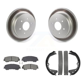 Rear Disc Coated Rotors Semi-Metallic Pads & Parking Shoes Kit For 2017-2023 Nissan TITAN KGS-102996