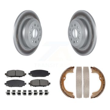 Rear Disc Coated Rotors Semi-Metallic Pads & Parking Shoes Kit For Jeep Wrangler Rubicon KGS-102999