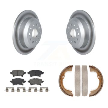 Rear Disc Coated Rotors Semi-Metallic Pads And Parking Brake Shoes Kit For Jeep Wrangler KGS-103000