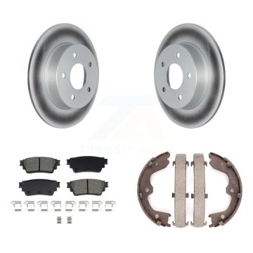 Rear Disc Coated Rotors Semi-Metallic Pads And Parking Brake Shoes Kit For Nissan Altima KGS-103003