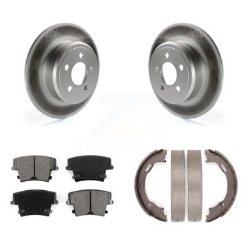 Rear Disc Coated Rotors Semi-Metallic Pads Parking Brake Shoes Kit For Dodge Chrysler 300 KGS-103008