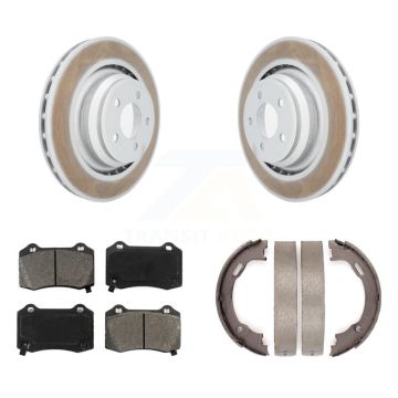Rear Disc Coated Rotors Semi-Metallic Pads & Parking Shoes Kit For Dodge Charger Chrysler KGS-103009